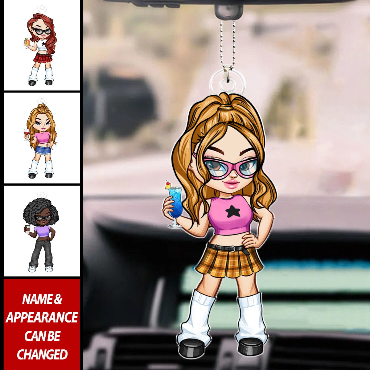 Y2K Beauty Girl - Personalized Acrylic Car Ornament