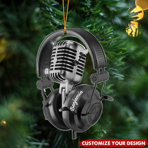 Microphone Radio - Personalized Acrylic Christmas Ornament, Gift For Music Lovers