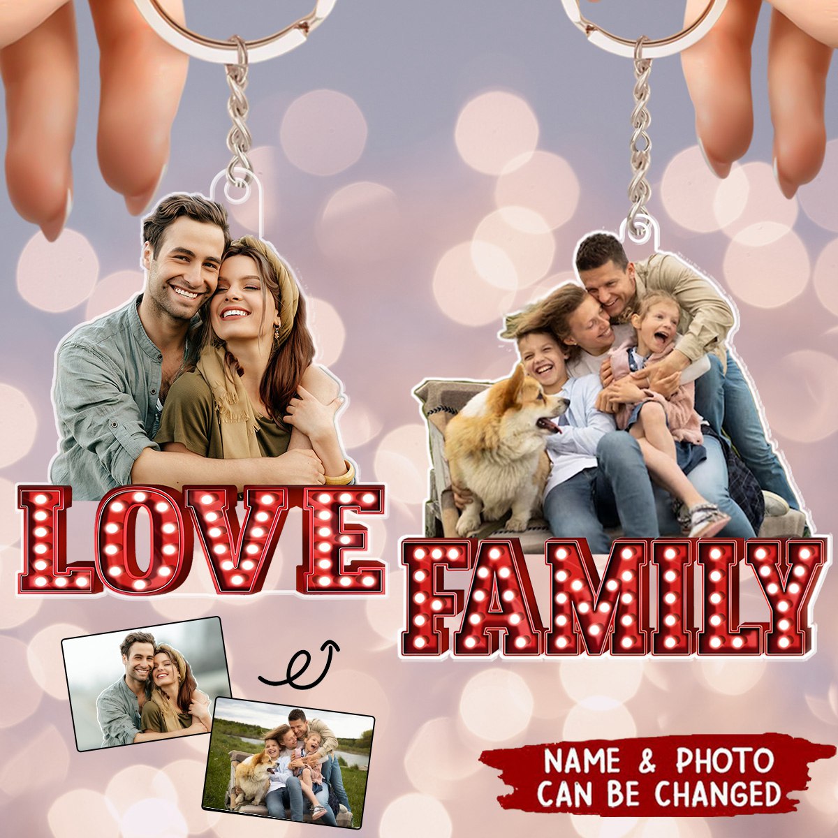 Custom Photo Love Family Couples - Anniversary Gift For Spouse, Lover, Family - Personalized Keychain