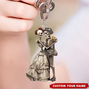 Skeleton Couple Personalized Keychain, Gift For Skull Lovers