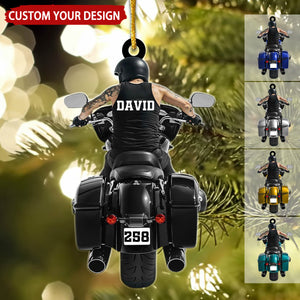 Motorcycle Man Personalized Christmas Ornament, Gift For Biker Lover