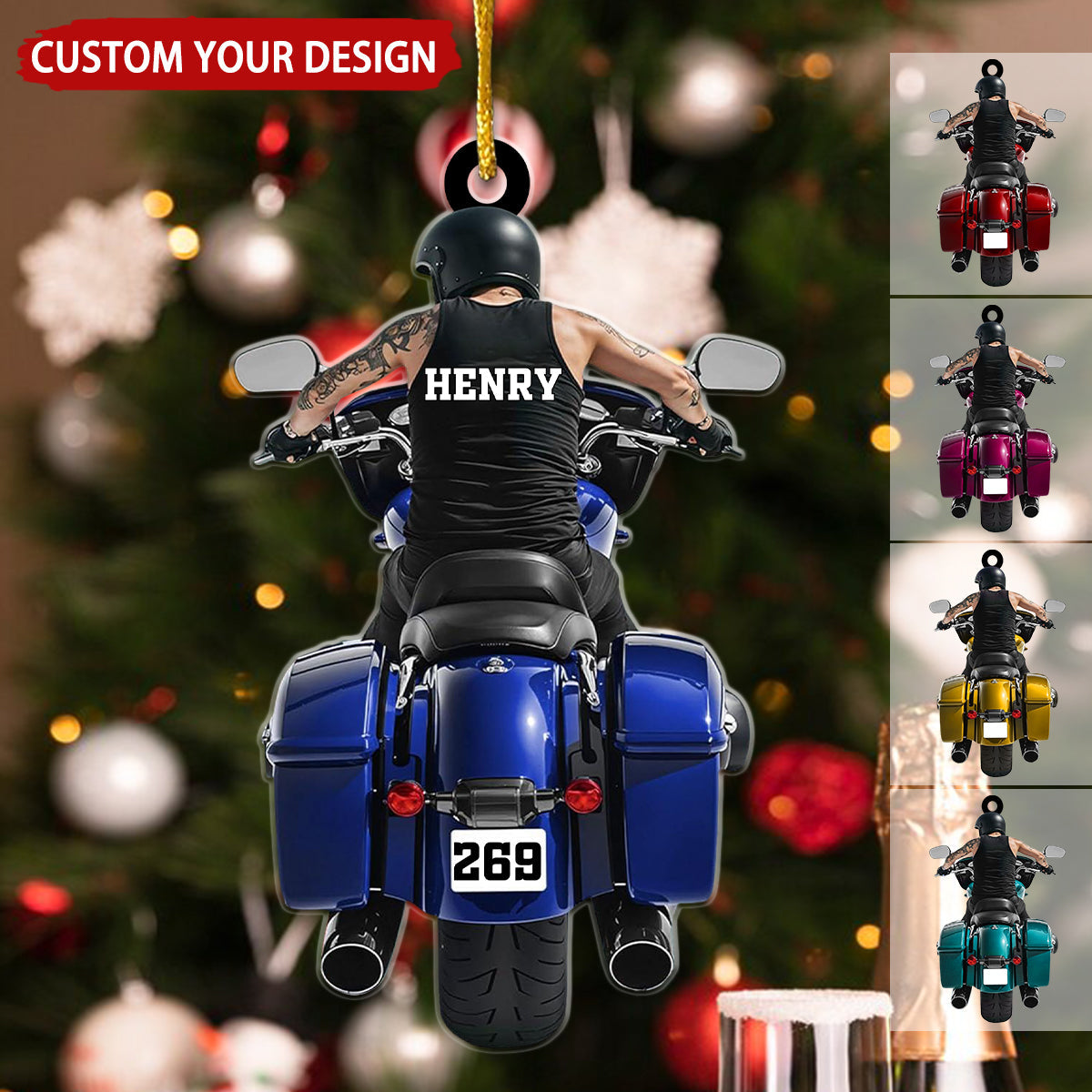 Motorcycle Man Personalized Christmas Ornament, Gift For Biker Lover