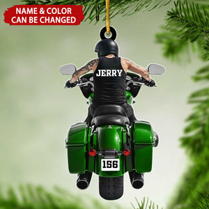 Motorcycle Man Personalized Christmas Ornament, Gift For Biker Lover