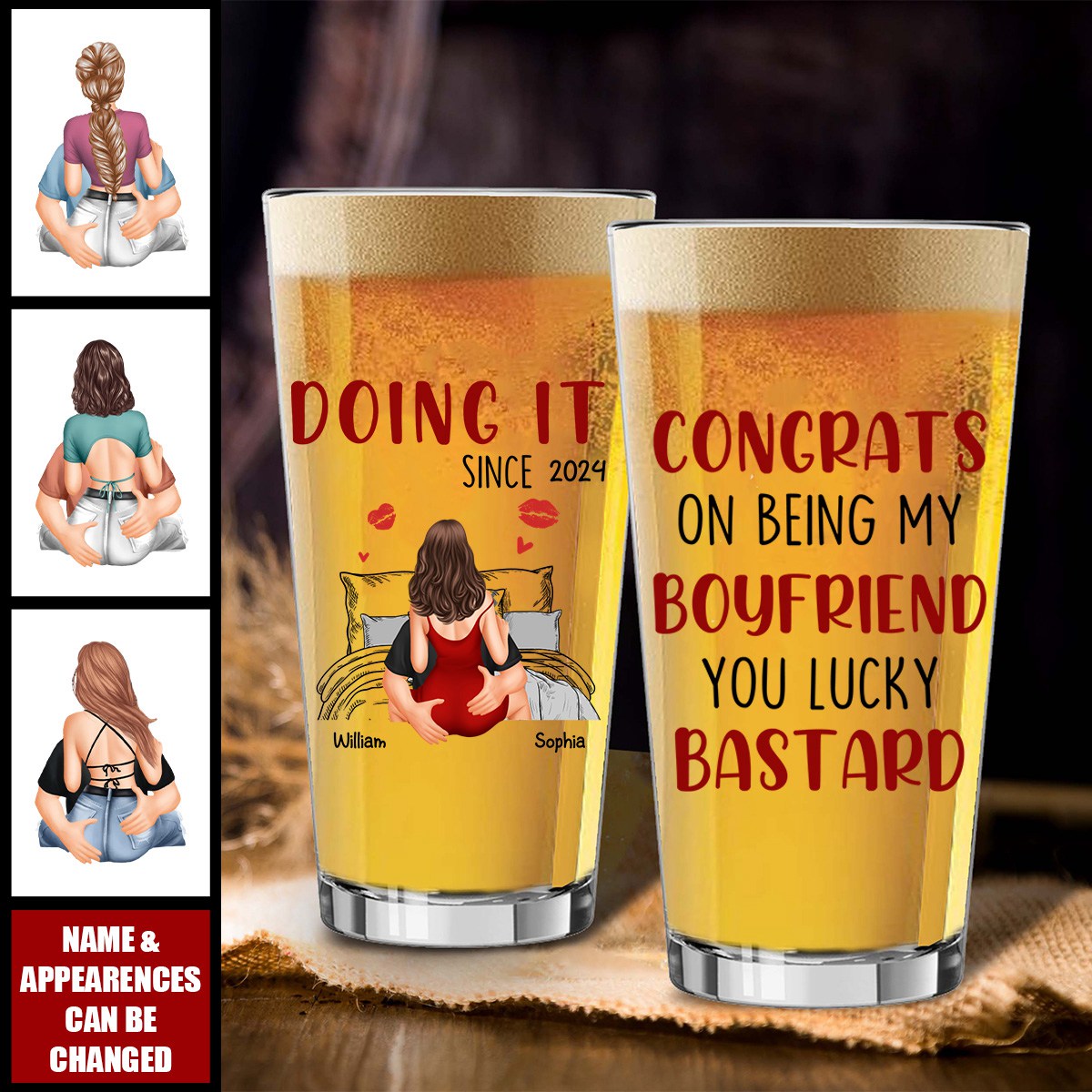 Congrats On Being My Husband (Doing It Since) - Personalized Beer Glass