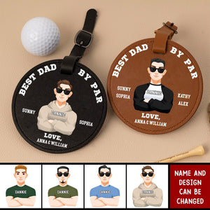 Best Dad By Par - Personalized Leather Golf Bag Tag