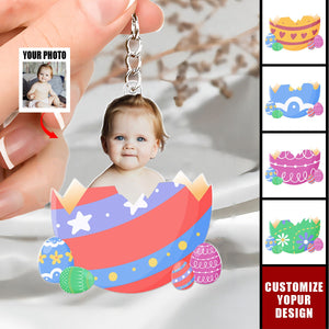 Custom Photo Egg Crack Easter - Personalized Acrylic Keychain, Gift For Kid Family