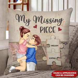 My Missing Piece Cartoon - Gift For Old Couples, Husband, Wife - Personalized Pillow