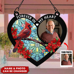 Custom Photo I'm Always With You Memorial Heart - Personalized Window Hanging Suncatcher Ornament