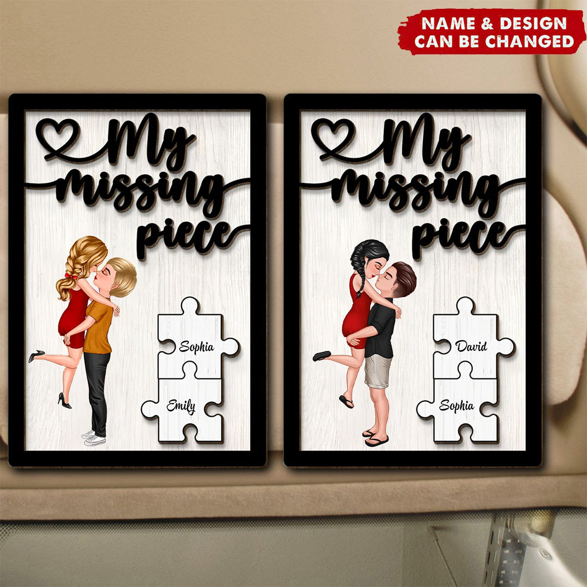 Couple My Missing Piece Personalized Car Visor Clip