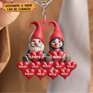 Couple Grandma Grandpa With Sweat heart Kid - Personalized Keychain