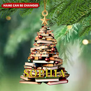 Christmas Book Tree Ornament, Book Lover Personalized Custom Ornament - Christmas Gift