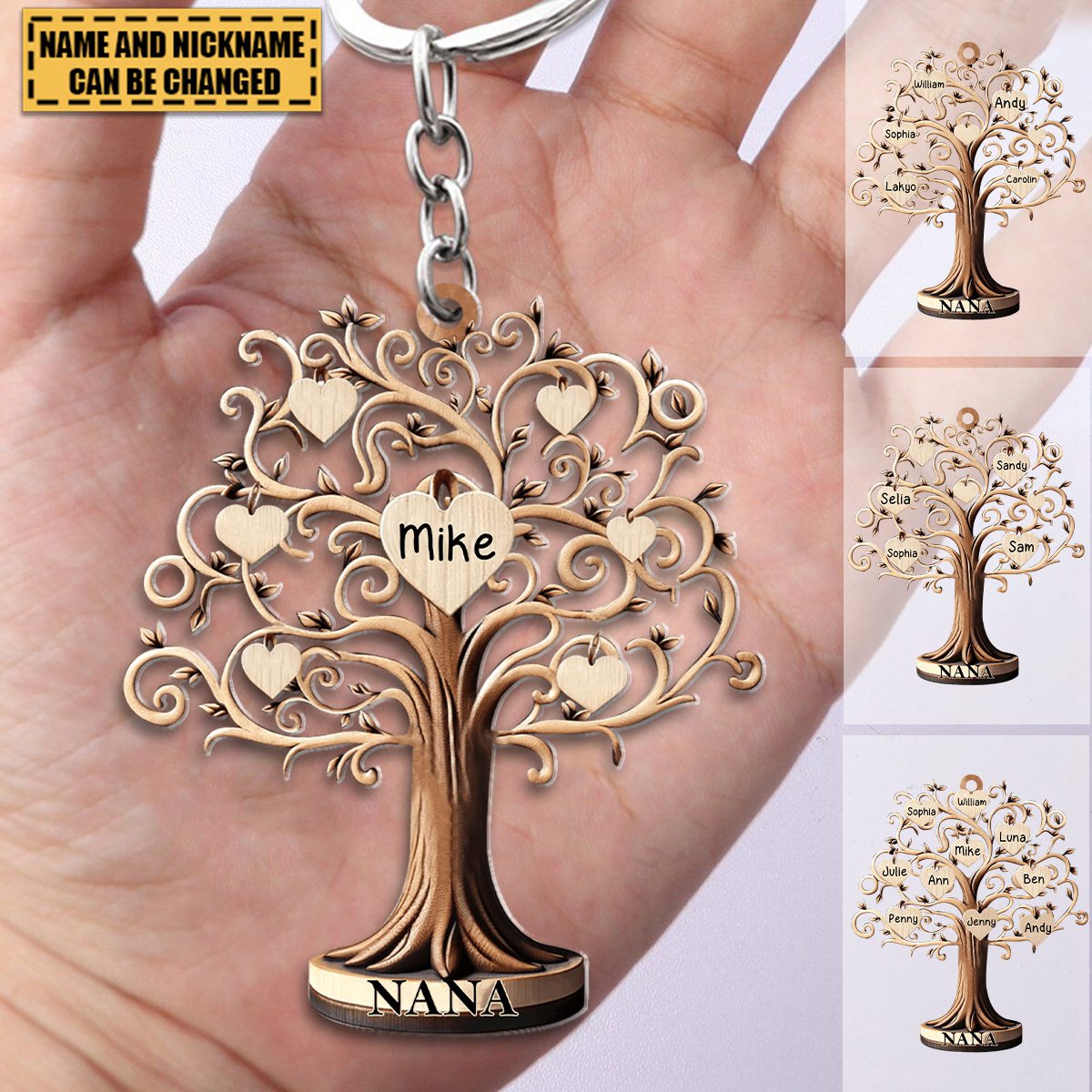 Family Tree Name - Gifts For Grandmas, Families, Gifts From Children Grandchildren Personalized Acrylic Keychain