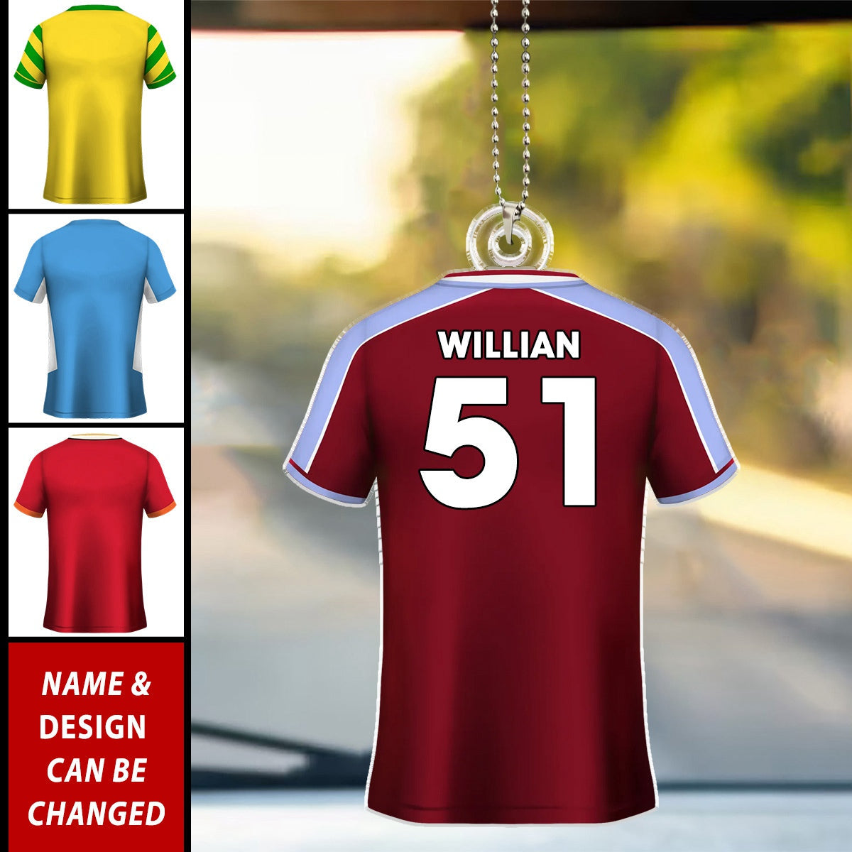 Soccer Shirt Team Personalized Acrylic Car Ornament