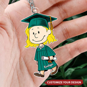 Graduation Cap And Gown - Personalized Acrylic Keychain, Gift For Graduate