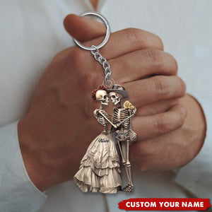 Skeleton Couple Personalized Keychain, Gift For Skull Lovers