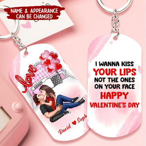 Personalized Couple Keychain - Gift Idea For Couple/Valentine's Day - I Wanna Kiss Your Lips