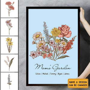 Birth Flower Family Bouquet Names Personalized Poster