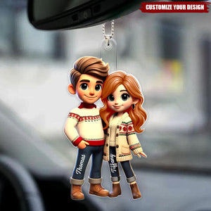 Pretty Couple - Personalized Acrylic Car Ornament, Gift For Couple