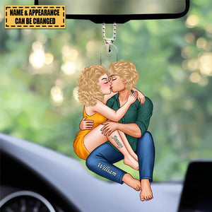 Couple Embrace & Kiss Gift For Him For Her Personalized Acrylic Car Ornament