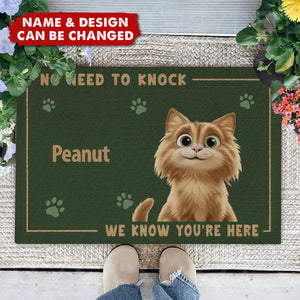 No Need To Knock, My Dog Already Told Me You're Here - Personalized Doormat, House Warming Gift For Pet Owners, Pet Lovers