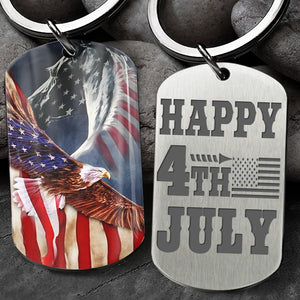 Happy US Independence Day- Personalized God America Keychain, Independence Day Gift