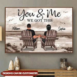 Couple Beach Landscape Retro Vintage Personalized Poster, Anniversary Gift For Couple, Gift For Him, Gift For Her