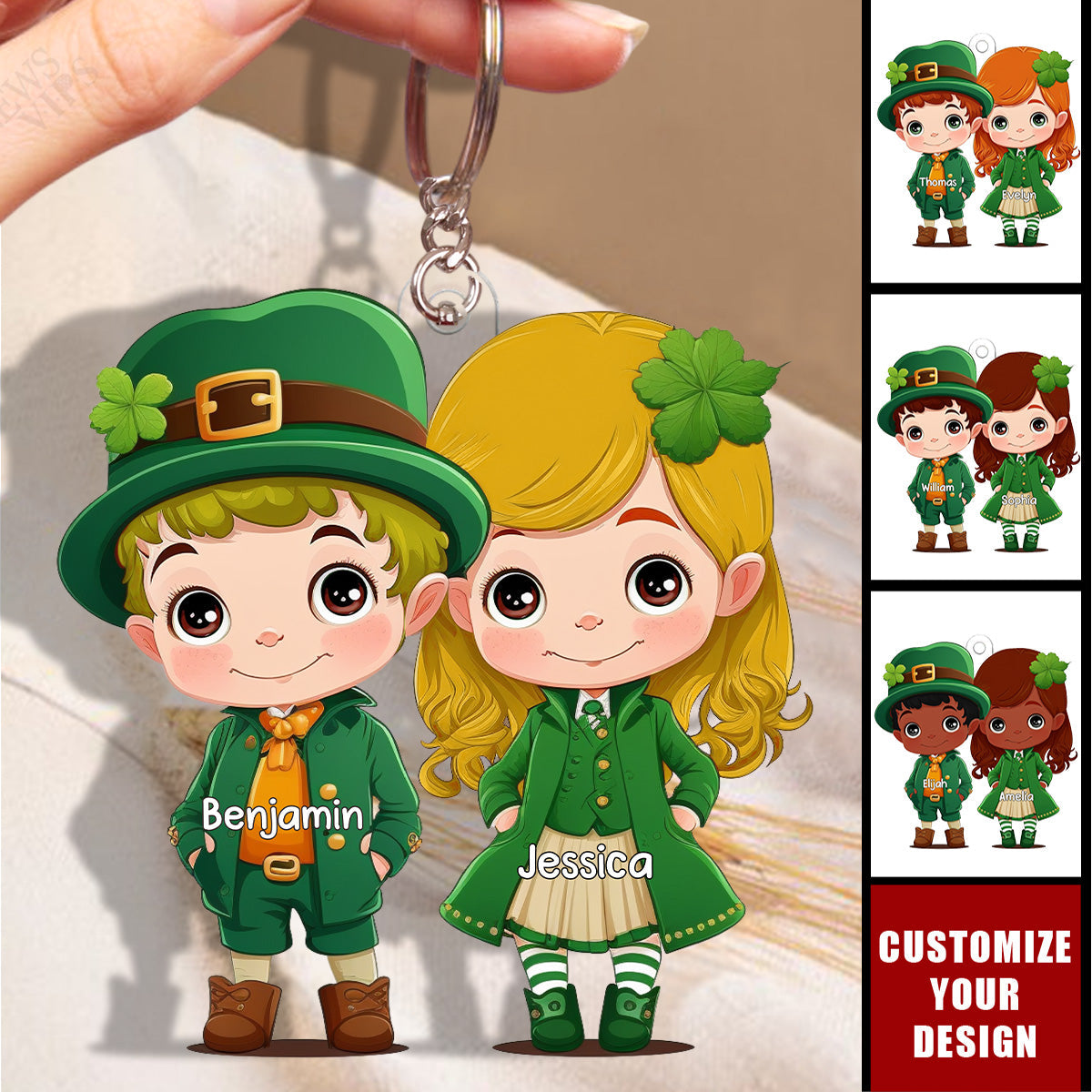 Cute St Patrick's Couple - Personalized Acrylic Keychain