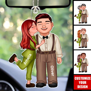 Happy Couple Annoying Each Other - Personalized Acrylic Car Ornament