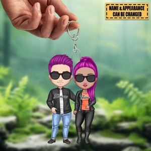 Personalized Cool Doll Couple - Personalized Acrylic Keychain