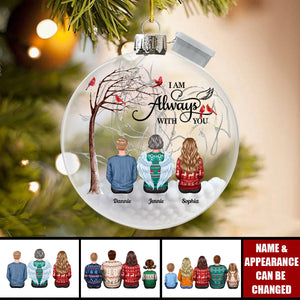 Always With You Cardinal Memorial Remembrance Keepsake Personalized Fairy Light Ball Ornament