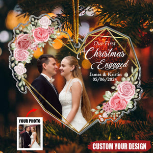 Our First Christmas Married As Mr & Mrs - 1st Xmas Together - Personalized Photo Acrylic Ornament