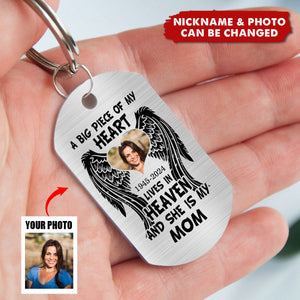 Personalized Memorial Dad/Mom Engraved Stainless Steel Keychain - Memorial Gift Idea For Family