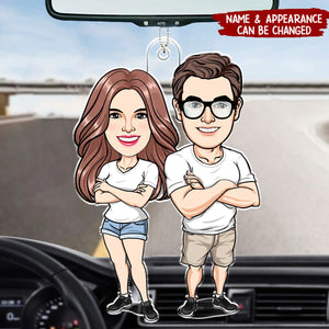 Funny Caricature Couple Valentine‘s Day Gift - Personalized Car Ornament