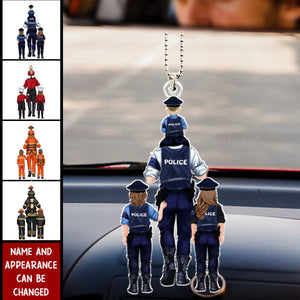 Personalized Acrylic Car Ornament - Family Gift - Firefighter, Nurse, Police Officer, Teacher