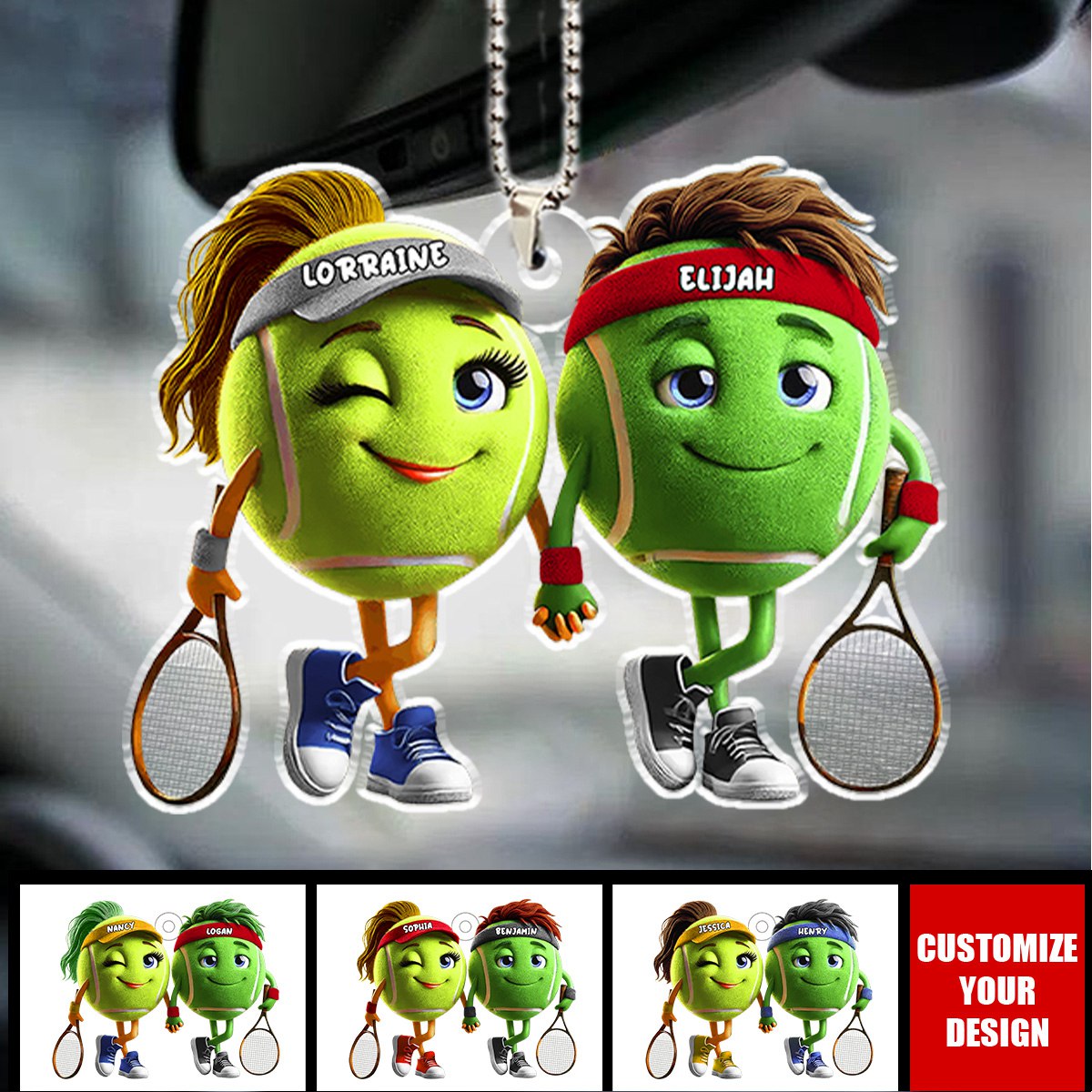 Tennis Couple - Personalized Acrylic Car Ornament