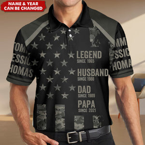 Legend, Husband, Dad, Papa - Personalized Polo Shirt