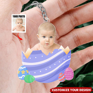 Custom Photo Egg Crack Easter - Personalized Acrylic Keychain, Gift For Kid Family