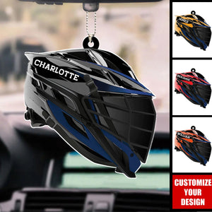 Lacrosse Helmet - Personalized Acrylic Car Ornament, Gift For Lacrosse Player