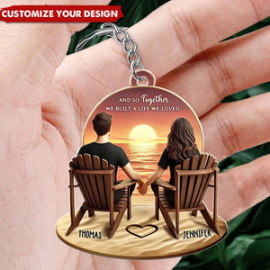 Couple Beach Landscape Retro Vintage - Personalized Acrylic Keychain