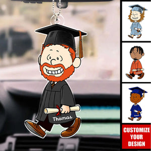 Graduation Cap And Gown - Personalized Acrylic Car Ornament, Gift For Graduate