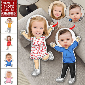 Custom Photo Funny Face Happy Kid - Gift For Grandkids, Siblings - Personalized Custom Shaped Pillow