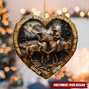 Personalized Heart-Shaped Couple Horse Arcylic Ornament - Gift For Horse Lovers