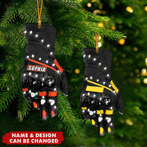 Personalized Dirt Bike Gloves Christmas Light Ornament, Dirt Bike Christmas Ornament, Gift for Dirt Biker Lovers