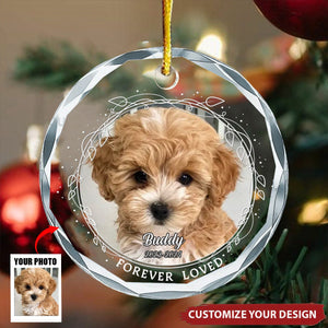 Custom Photo Christmas Gift - Personalized Circle Glass Ornament