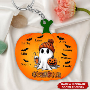 Grandma Ghost And Bat Kid Names Personalized Acrylic Keychain