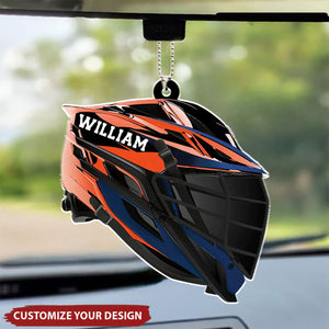 Lacrosse Helmet - Personalized Acrylic Car Ornament, Gift For Lacrosse Player