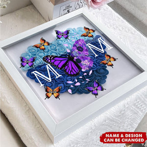 Mom - Butterfly Version - Personalized Flower Shadow Box