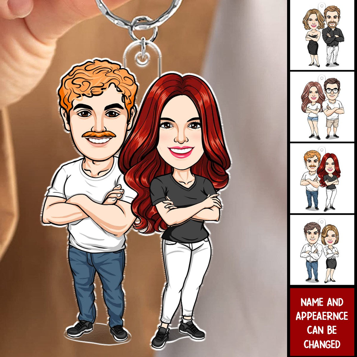 Funny Caricature Couple Valentine‘s Day Gift - Personalized Keychain