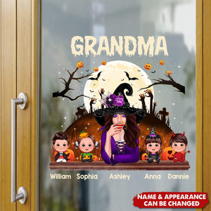 Grandma Mom And Kids Halloween Night Personalized Decal, Halloween Decor