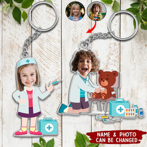 Doctor Nurse Kids Dream Jobs Sons Daughters - Personalized Photo Keychain